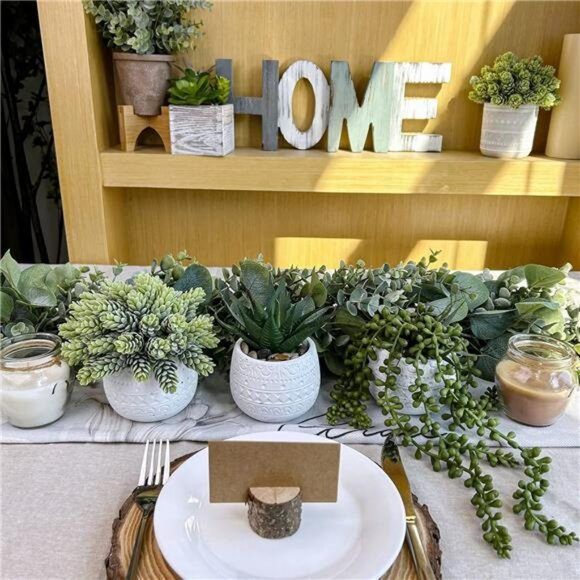 small artificial succulent potted plants faux greenery home office decor 3 set - Picture 7 of 8